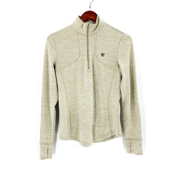 Ariat Tops - Ariat Oatmeal Gridwork 1/2 Zip Baselayer